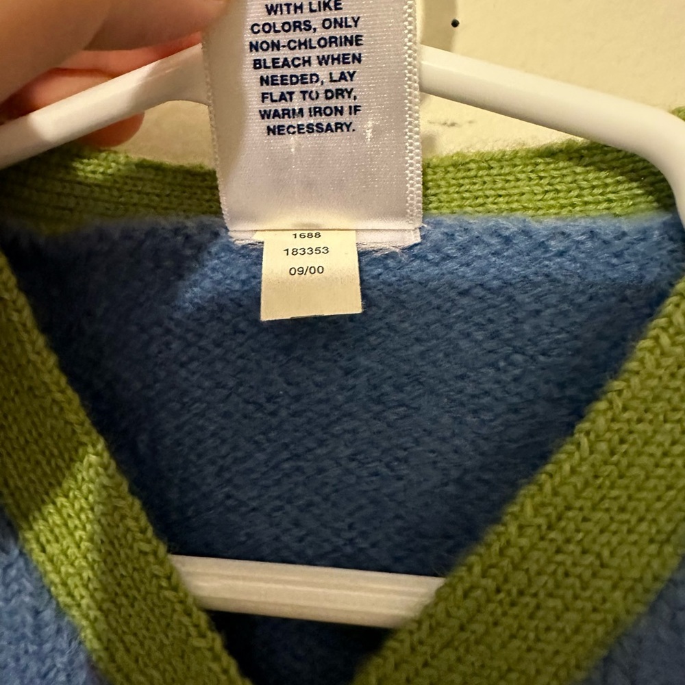 Baby Gap 100% Wool Sweater Button Down Blue Green Red - Picture 3 of 4